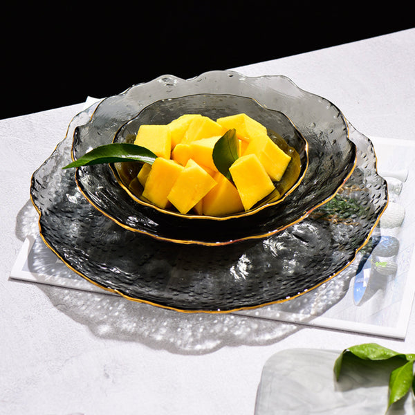 Glass Grey Dish Set of 3