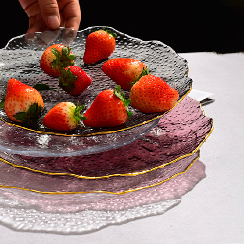 Glass Rose Dish Set of 3