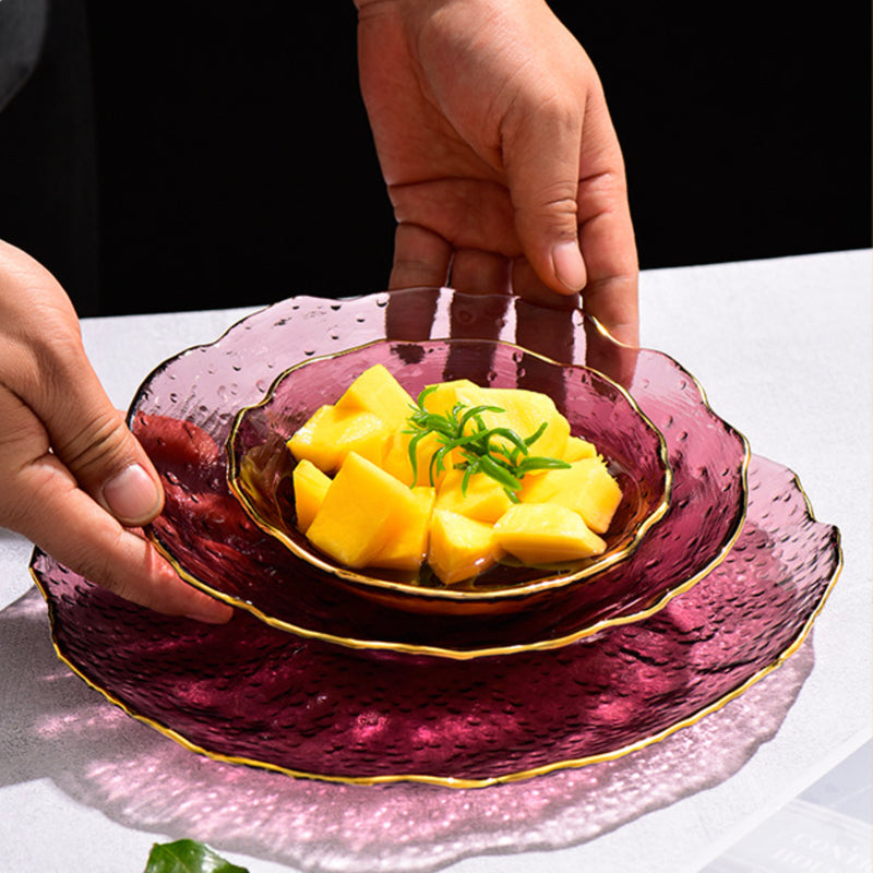 Glass Rose Dish Set of 3