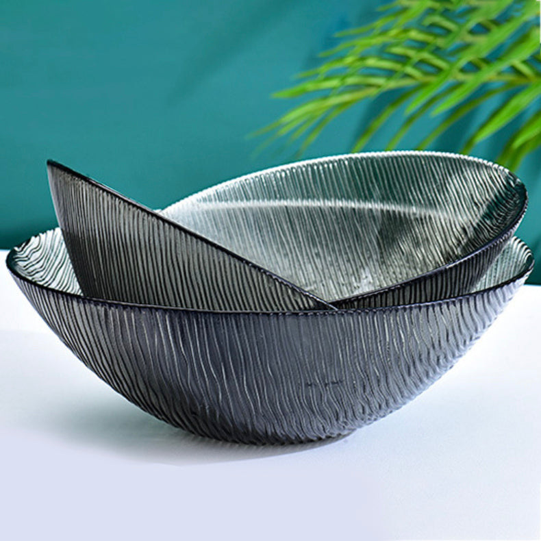 Waves Glass Bowl Set of 3 Grey - Glass bowl, serving bowl set, bowl for snacks, glass serving bowl, large serving bowl | Bowls for dining table & home decor