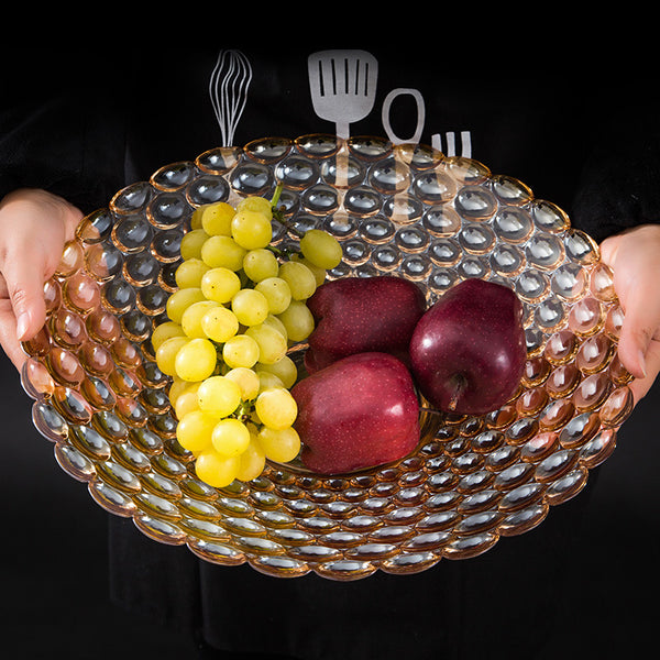 Amber Glass Decorative Fruit Bowl Small