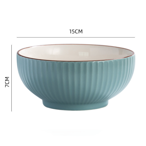 Dune Textured Serving Bowl Blue 650 ml - Bowl, ceramic bowl, serving bowls, noodle bowl, salad bowls, bowl for snacks, large serving bowl | Bowls for dining table & home decor
