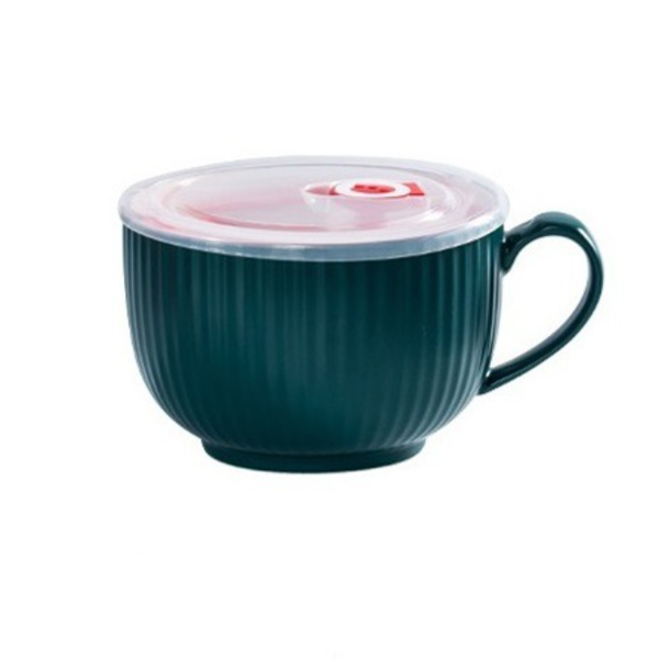Noodle Cup 700 ml - Soup bowl, ceramic bowl, ramen bowl, serving bowl with lid, salad bowls, noodle bowl, bowl with handle | Bowls for dining table & home decor