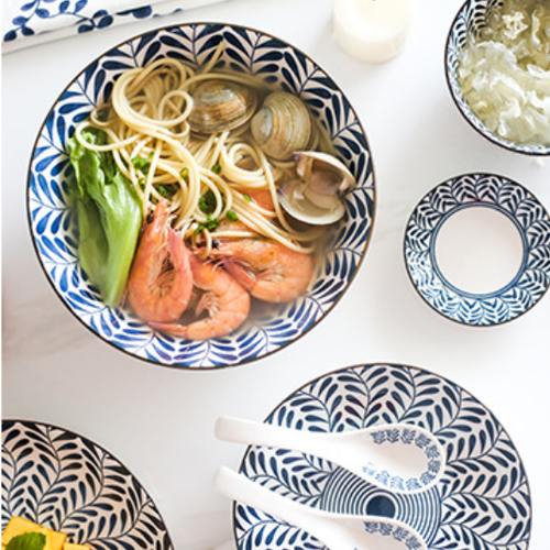 Leaf Design Dish - Soup bowl, ceramic bowl, ramen bowl, serving bowls, salad bowls, noodle bowl | Bowls for dining table & home decor