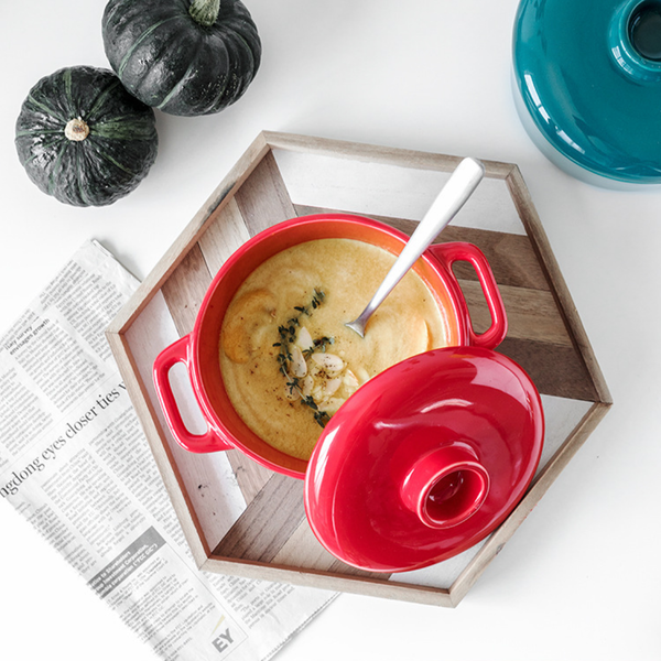 Ceramic Serving Pot - Serving bowl with lid, ceramic bowls with lids, noodle bowl, oven bowl, cooking bowls, bowl with handle | Bowls for dining table & home decor