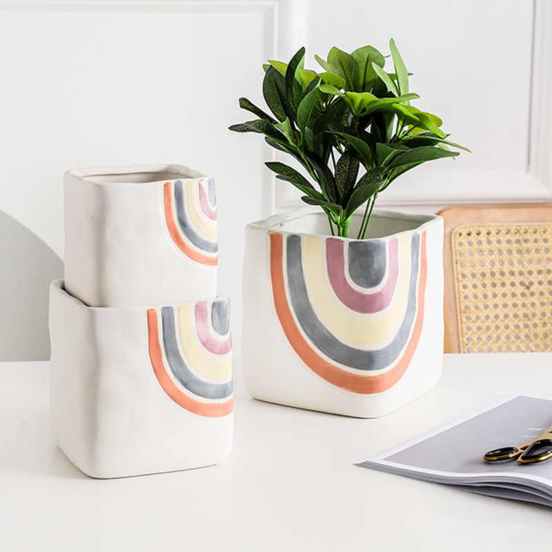 Rainbow Square Pot Large - Indoor planters and flower pots | Home decor items