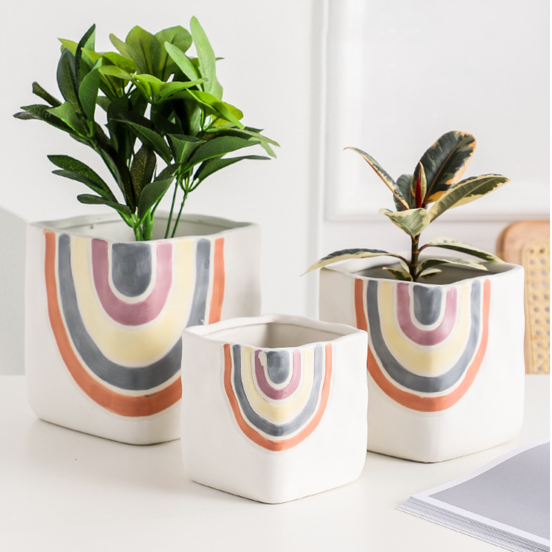 Rainbow Square Pot Large - Indoor planters and flower pots | Home decor items
