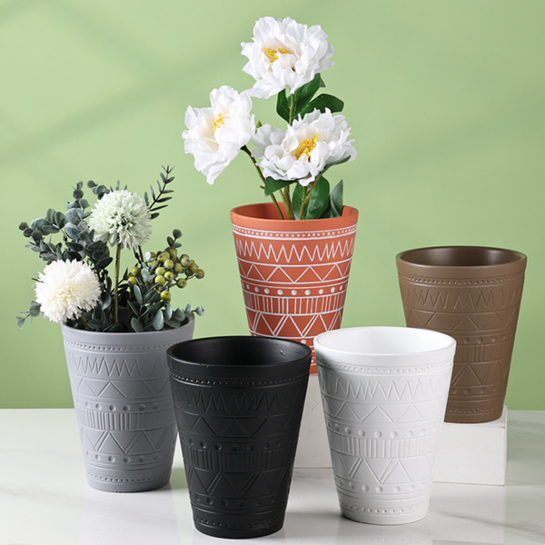 Brown And White Textured Plant Pot - Indoor planters and flower pots | Home decor items