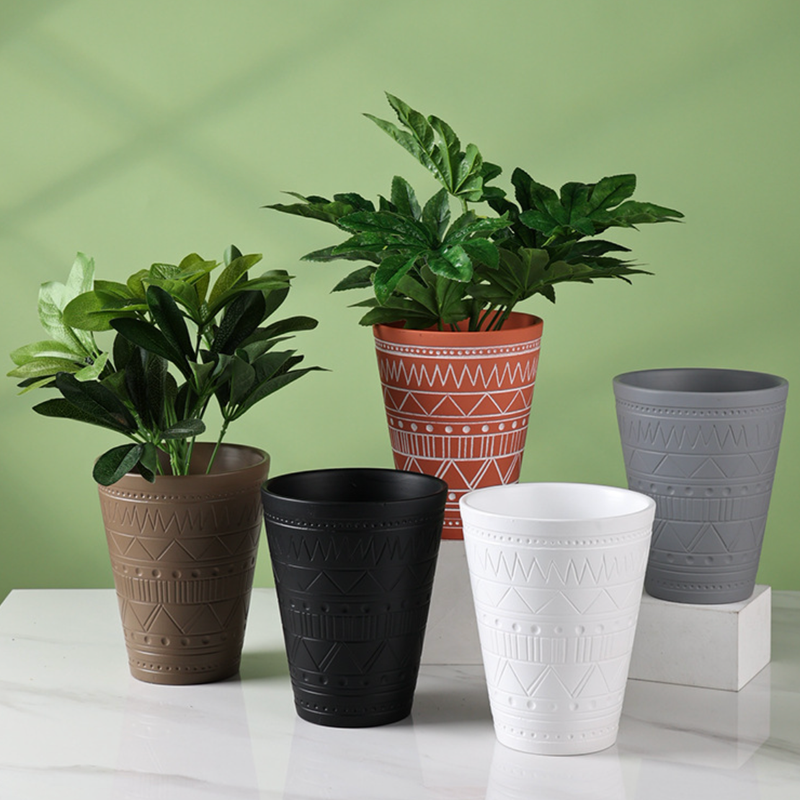 Brown And White Textured Plant Pot - Indoor planters and flower pots | Home decor items