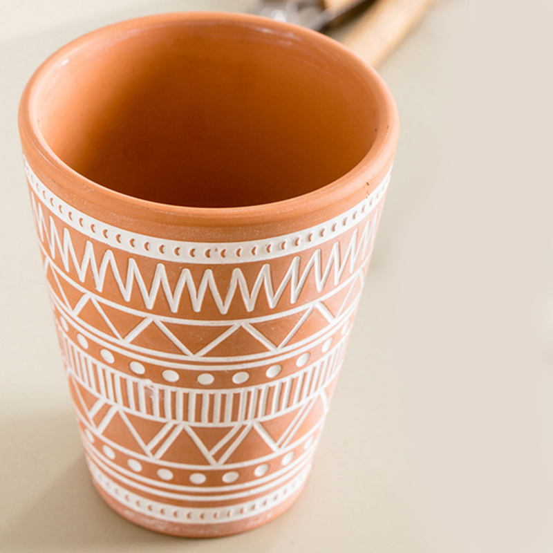 Brown And White Textured Plant Pot - Indoor planters and flower pots | Home decor items
