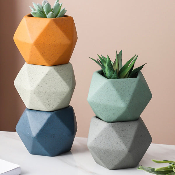 Light Grey Abstract Plant Pot