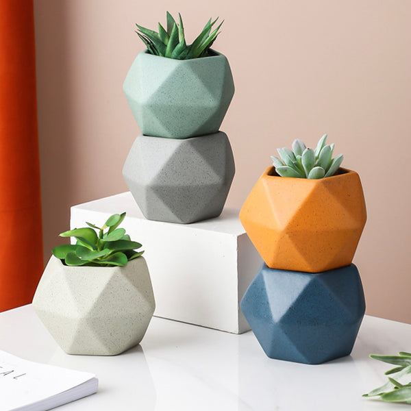 Light Grey Abstract Plant Pot