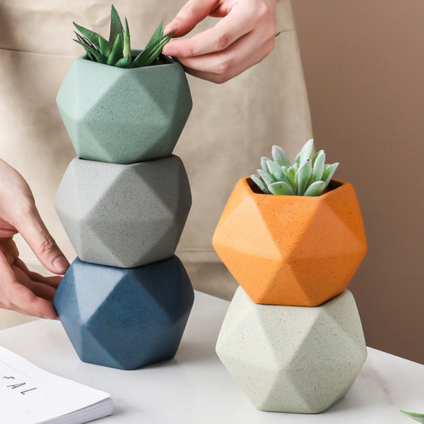 Light Grey Abstract Plant Pot