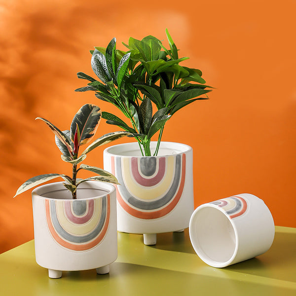 Rainbow Round Pot Medium - Indoor planters and flower pots | Home decor items