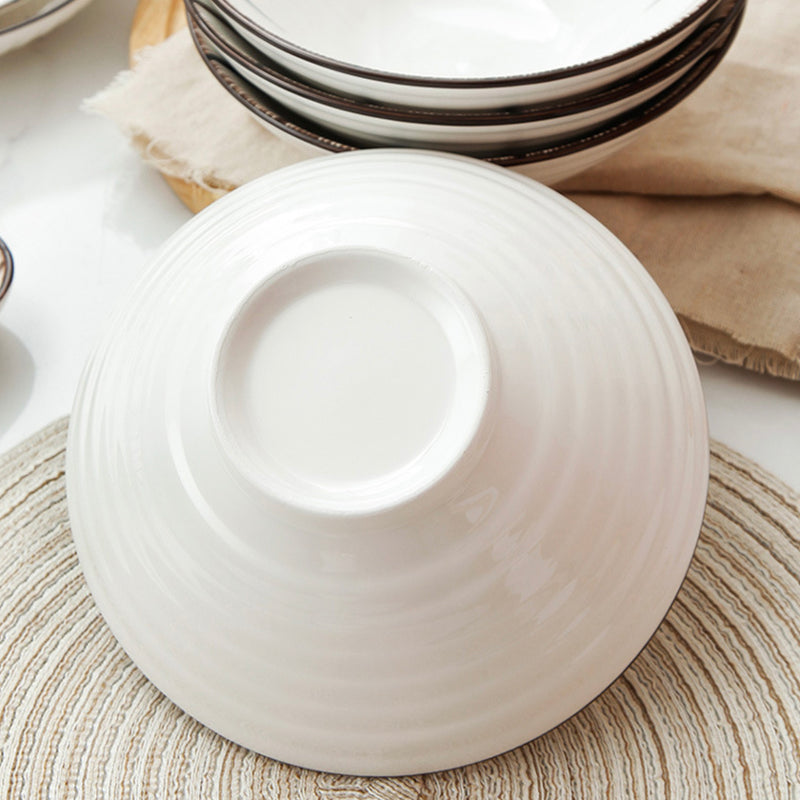 Teardrop White Ceramic 8 inch Ramen Bowl 800 ml - Soup bowl, ceramic bowl, ramen bowl, serving bowls, salad bowls, noodle bowl | Bowls for dining table & home decor