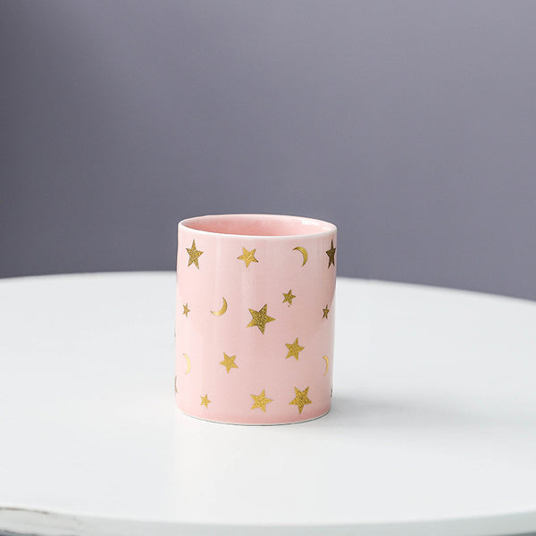 Stars and Moons Pink Ceramic Planter