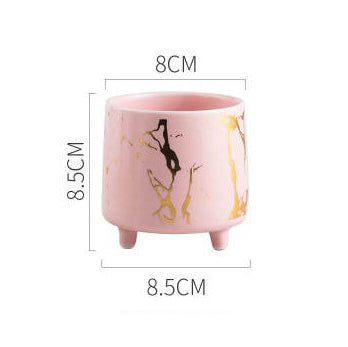 Halcyon Gold Pink Marble Ceramic Planter With Legs Small - Indoor planters and flower pots | Home decor items