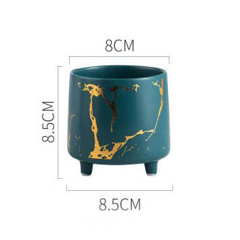 Halcyon Gold Green Marble Ceramic Planter With Legs Small - Indoor planters and flower pots | Home decor items