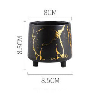 Halcyon Gold Black Marble Ceramic Planter With Legs Small - Indoor planters and flower pots | Home decor items