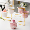 Luxe Ceramic Planter Set of 3 With Stand Pink - Plant pot and plant stands | Room decor items