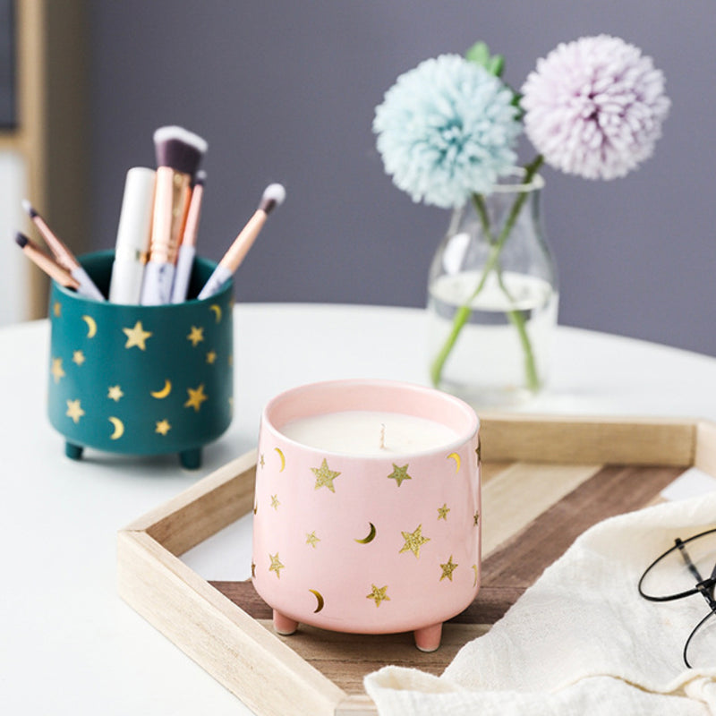 Stars and Moons Pink Ceramic Planter Small - Indoor planters and flower pots | Home decor items