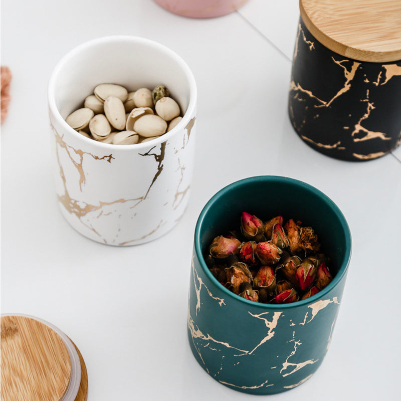 Auric Marble Green Jar with Lid - Jar
