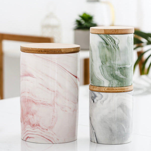 Marble Grey Jar with Lid - Jar