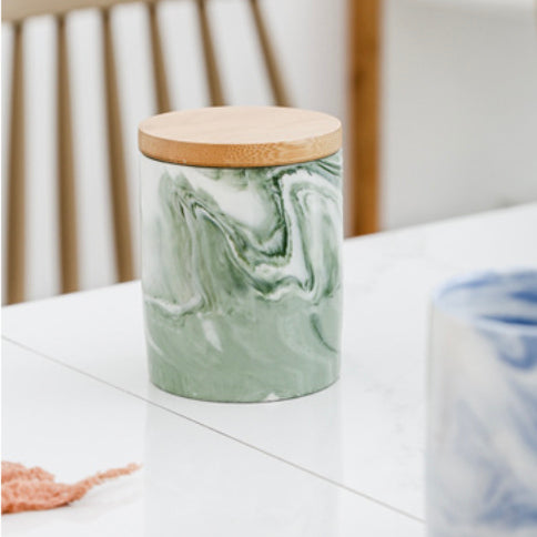 Marble Green Jar with Lid - Jar