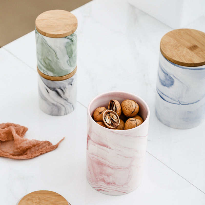 Marble Grey Jar with Lid - Jar