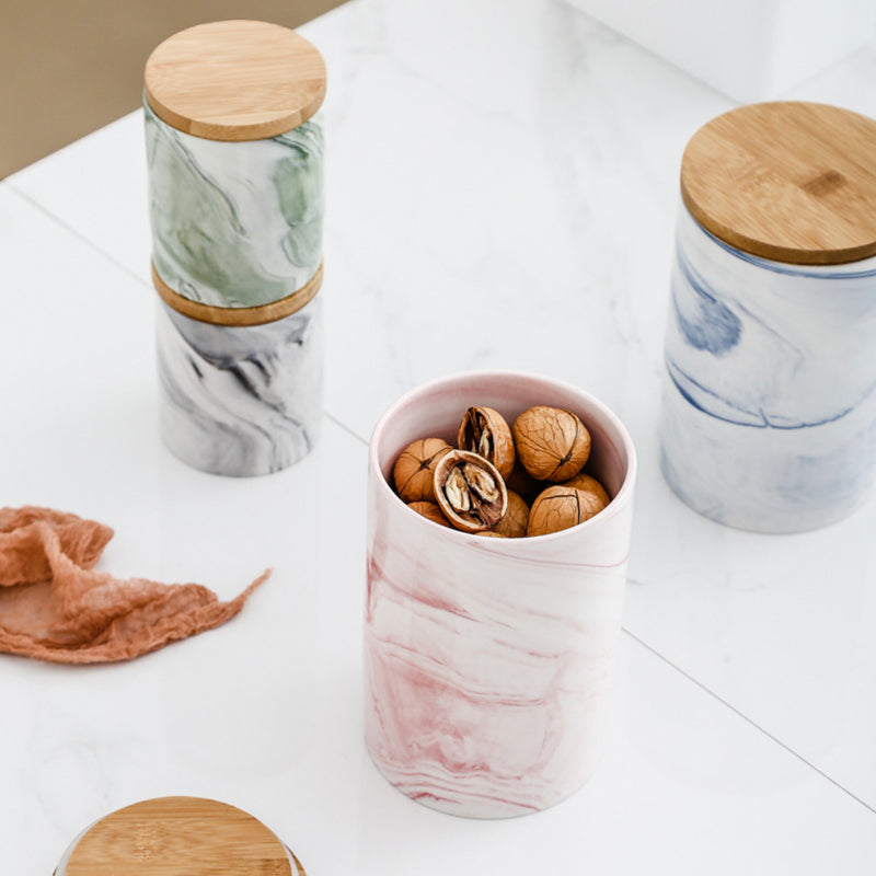 Marble Green Jar with Lid - Jar