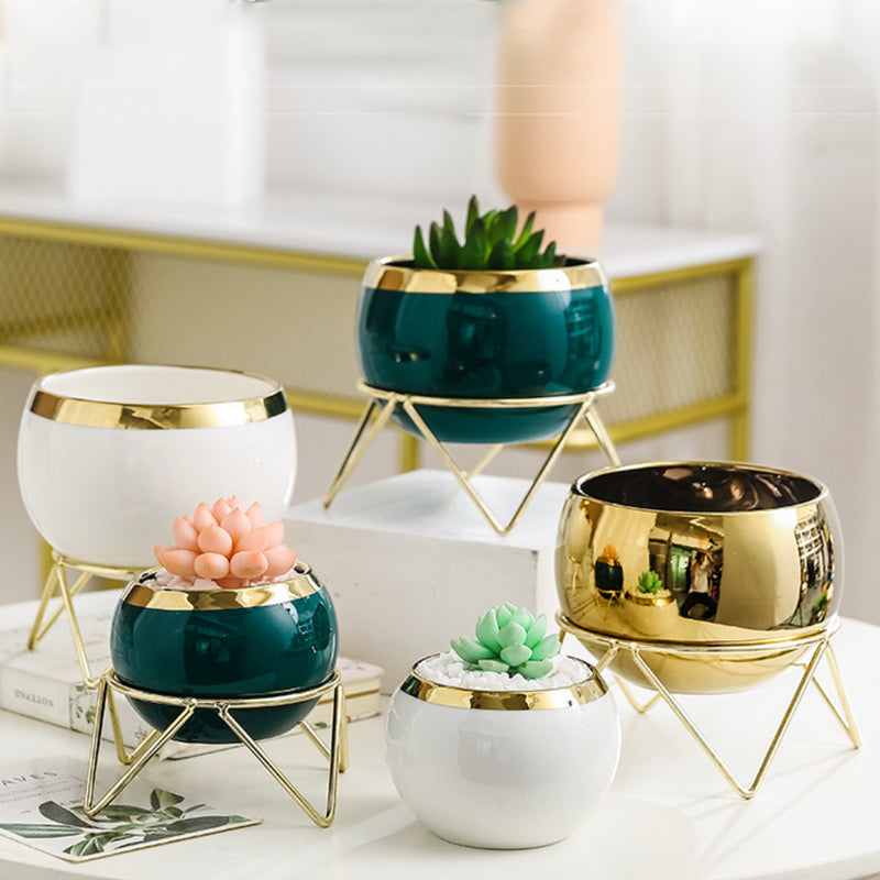 Eclat Ceramic White Planter With Stand Large - Indoor planters and flower pots | Home decor items