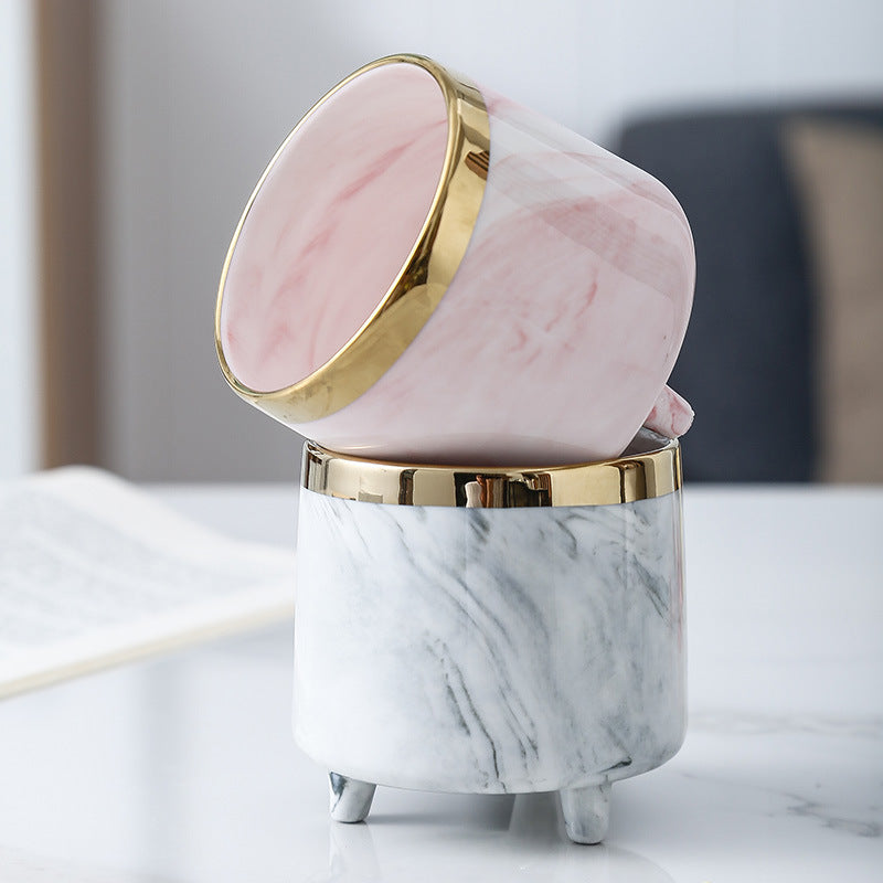 Luxe Ceramic Marble Planter Pink With Legs - Plant pot and plant stands | Room decor items