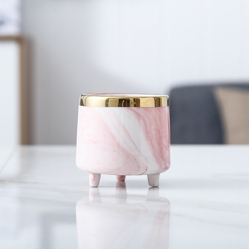 Luxe Ceramic Marble Planter Pink With Legs - Plant pot and plant stands | Room decor items