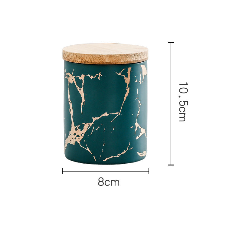 Auric Marble Green Jar with Lid - Jar
