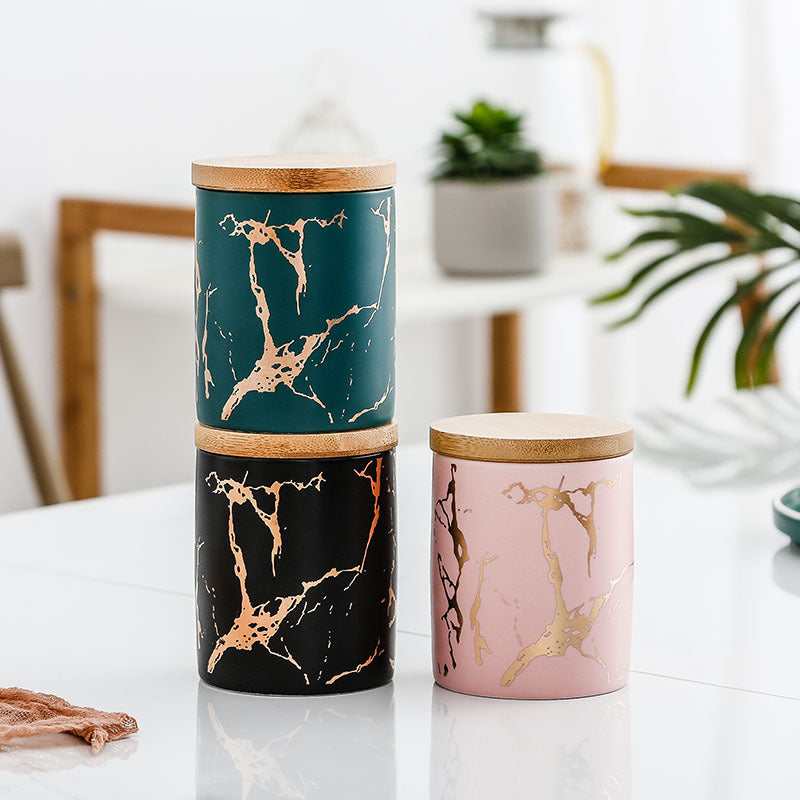 Auric Marble Green Jar with Lid - Jar
