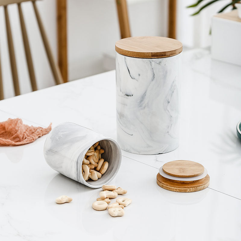 Marble Grey Jar with Lid - Jar