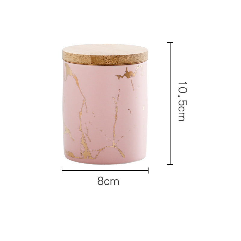 Auric Marble Pink Jar with Lid - Jar