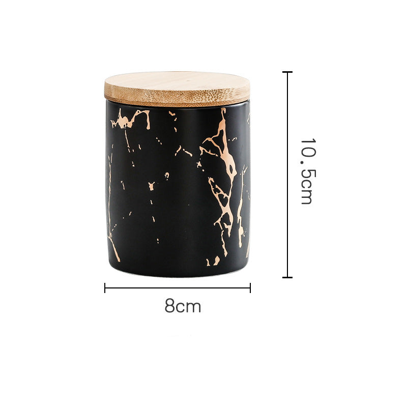 Auric Marble Black Jar with Lid - Jar