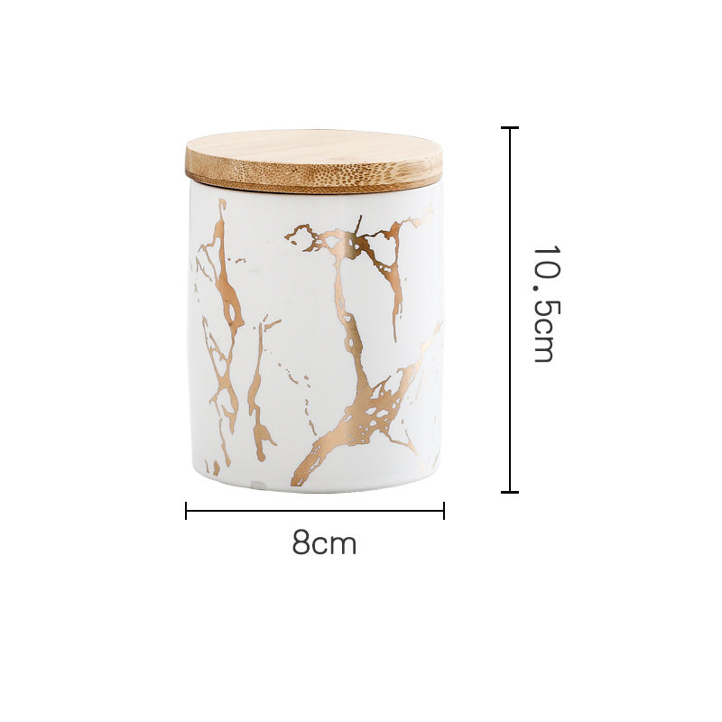 Auric Marble White Jar with Lid - Jar