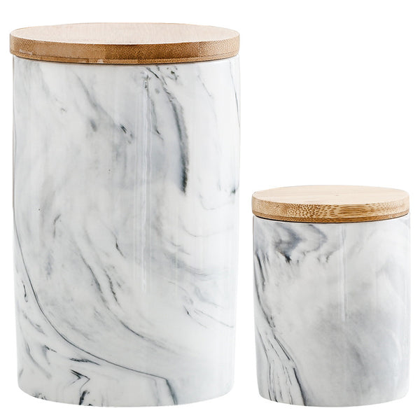 Marble Grey Jar with Lid - Jar