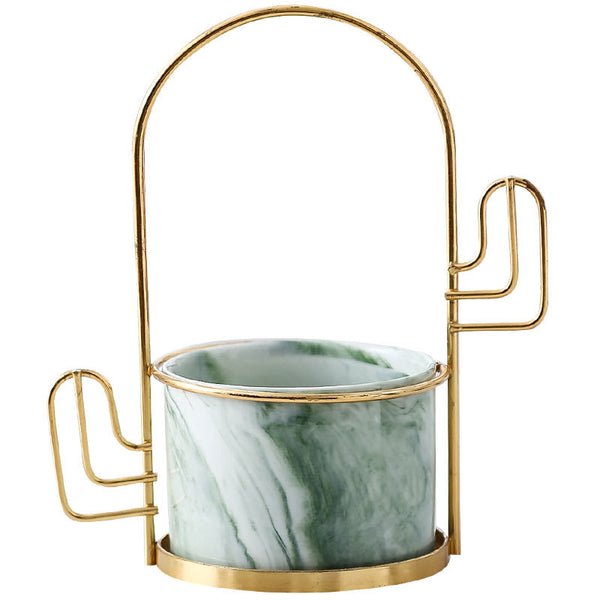 Cacti Frame Marble Ceramic Planter Green - Indoor planters and flower pots | Home decor items