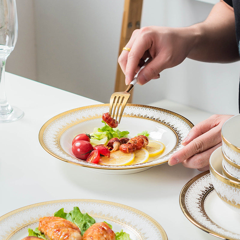 Aurelea Festive Pasta Plate - Serving plate, pasta plate, lunch plate, deep plate | Plates for dining table & home decor