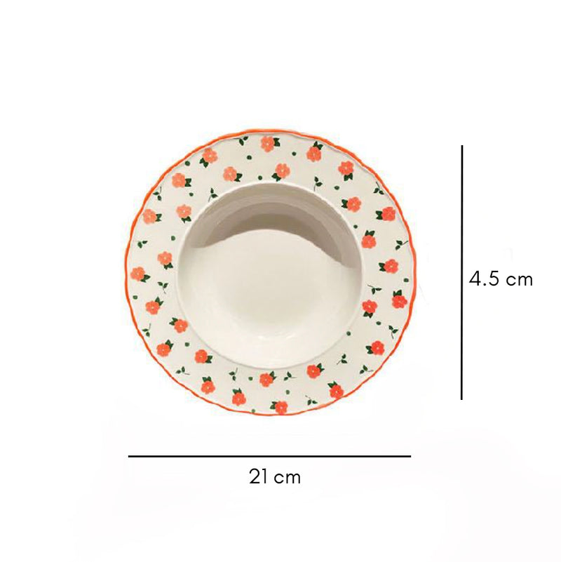 Enchanted Summer Pasta Plate Orange - Serving plate, pasta plate, lunch plate, deep plate | Plates for dining table & home decor