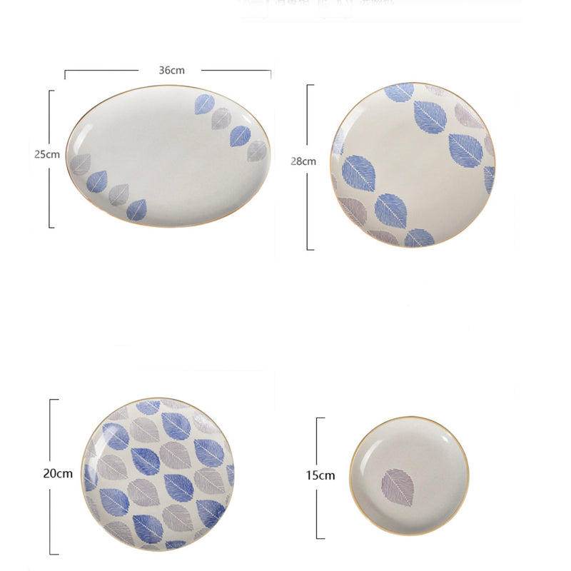 House of Eden Patterned Leaf Dinner Plate 11 Inch - Serving plate, lunch plate, ceramic dinner plates| Plates for dining table & home decor