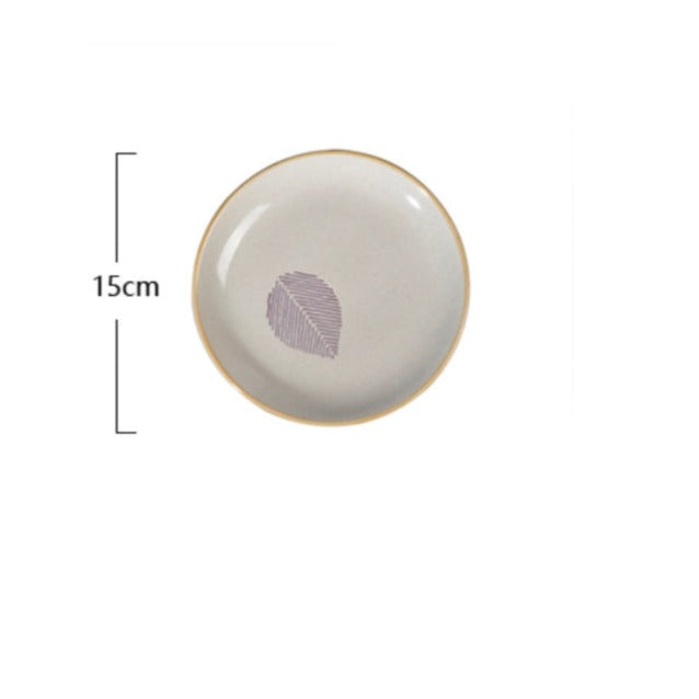 House of Eden Patterned Grey Leaf Plate 6 Inch - Serving plate, small plate, snacks plates | Plates for dining table & home decor