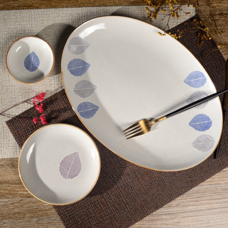 House of Eden Four Leaf Long Plate 14 Inch - Ceramic platter, serving platter, fruit platter | Plates for dining table & home decor