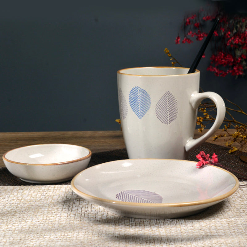 House of Eden Patterned Grey Leaf Plate 6 Inch - Serving plate, small plate, snacks plates | Plates for dining table & home decor