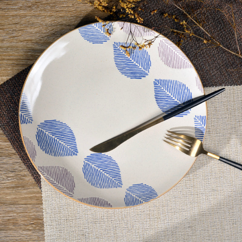 House of Eden Patterned Leaf Dinner Plate 11 Inch - Serving plate, lunch plate, ceramic dinner plates| Plates for dining table & home decor