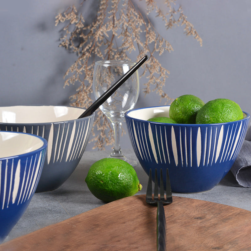 Celeste Azure Blue Bowl 550ml - Bowl, ceramic bowl, serving bowls, noodle bowl, salad bowls, bowl for snacks, large serving bowl | Bowls for dining table & home decor