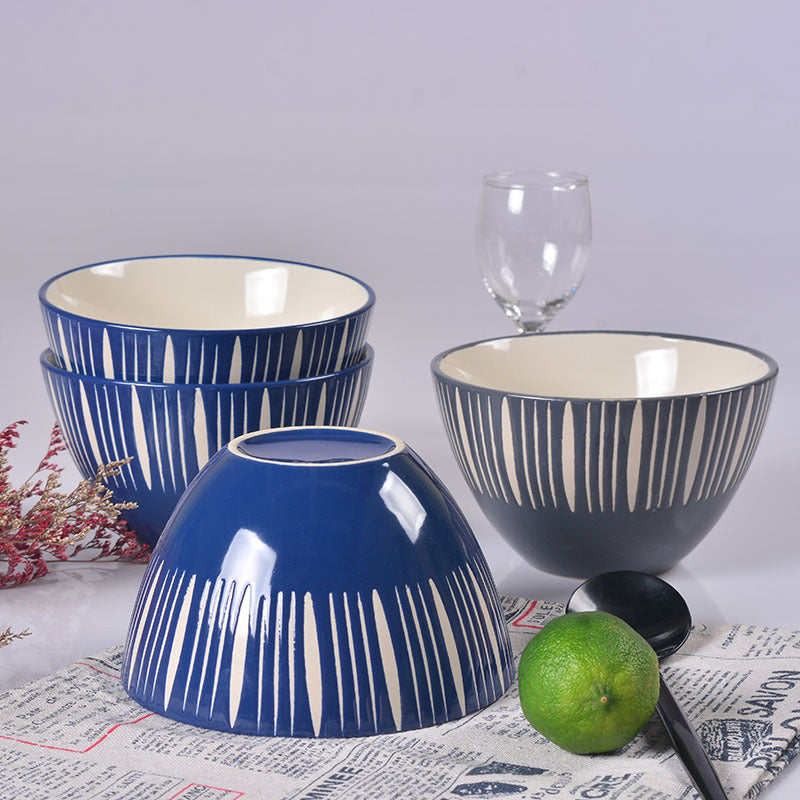 Celeste Azure Blue Bowl 550ml - Bowl, ceramic bowl, serving bowls, noodle bowl, salad bowls, bowl for snacks, large serving bowl | Bowls for dining table & home decor